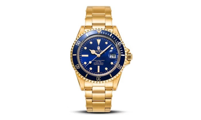 BAPE A Bathing Ape Type 1 Bapex Watch Gold Blue